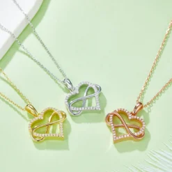Alternative view of Infinity Symbol & Heart Moissanite Necklace