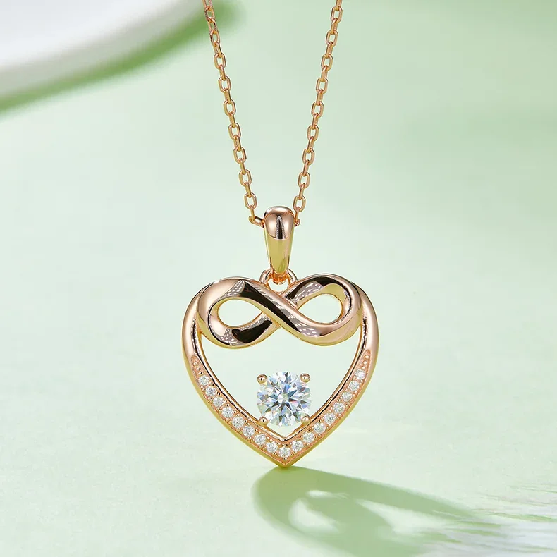 Bow Heart Moissanite Necklace - Image 3