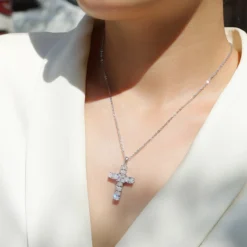 Alternative view of Mix Moissanite Cross Necklace