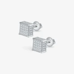 Moissanite Square Hip-Hop Stud Earrings