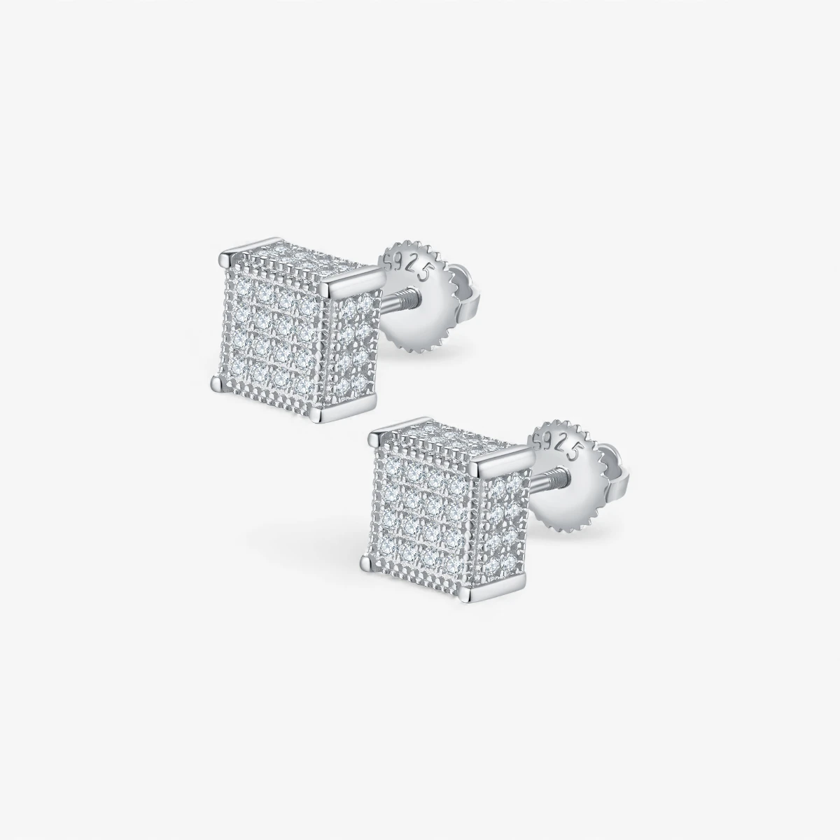 Moissanite Square Hip-Hop Stud Earrings