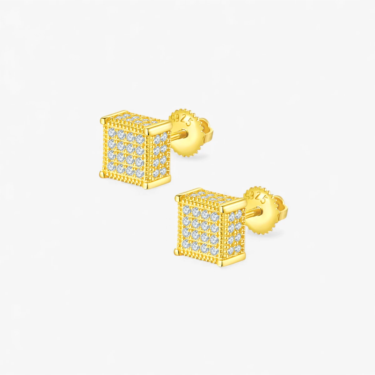 Moissanite Square Hip-Hop Stud Earrings - Image 3