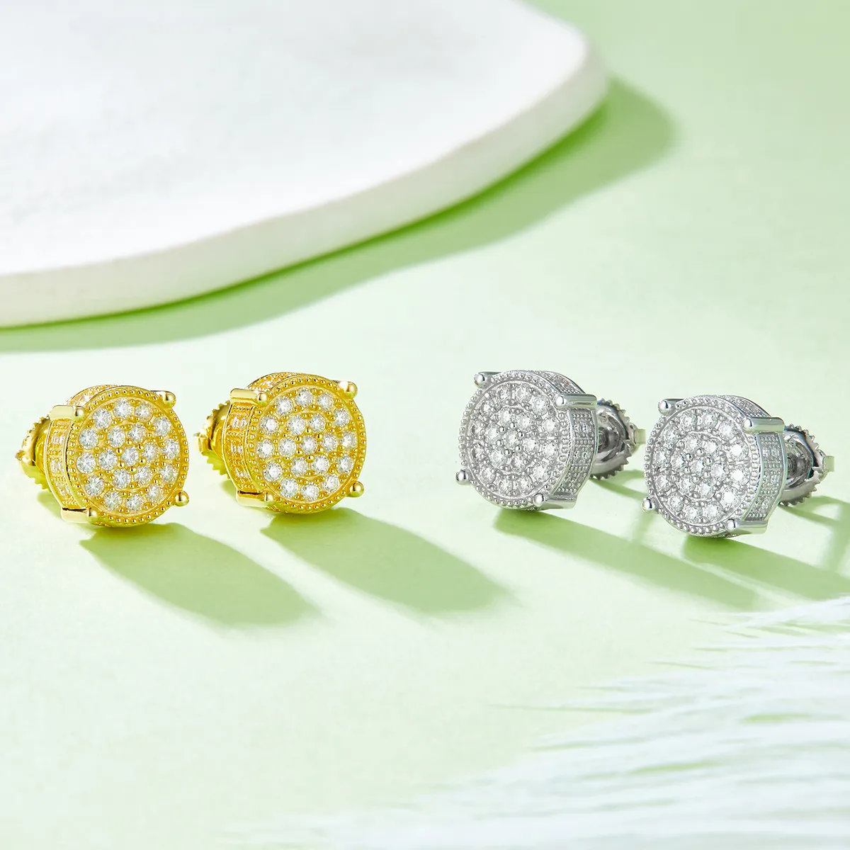 Moissanite 4-Prong Screw Hip-Hop Stud Earrings - Image 3