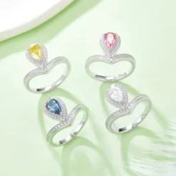 Alternative view of 1ct Pear Moissanite Chevron Ring