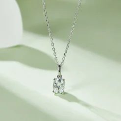 Alternative view of 1ct/2ct Oval Moissanite Necklace