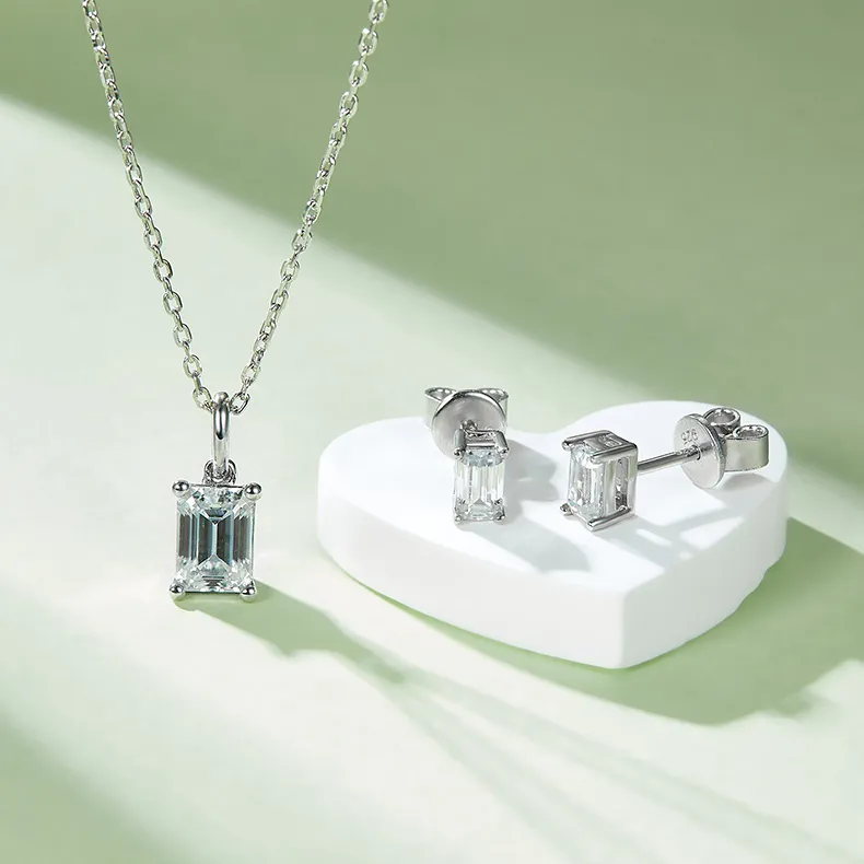 1ct/2ct Emerald Cut Moissanite Necklace - Image 4
