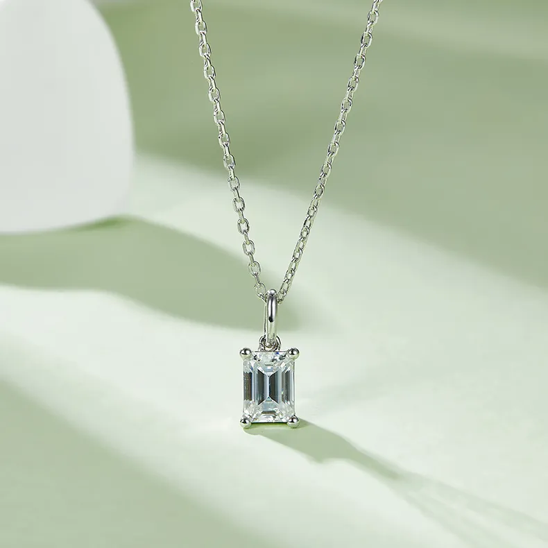 1ct/2ct Emerald Cut Moissanite Necklace - Image 2