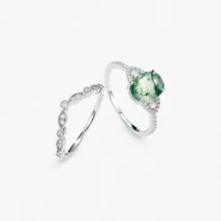 Alternative view of Vintage Oval Moss Agate Stacking Ring