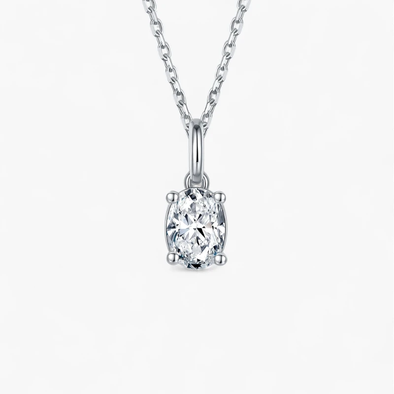 1ct/2ct Oval Moissanite Necklace