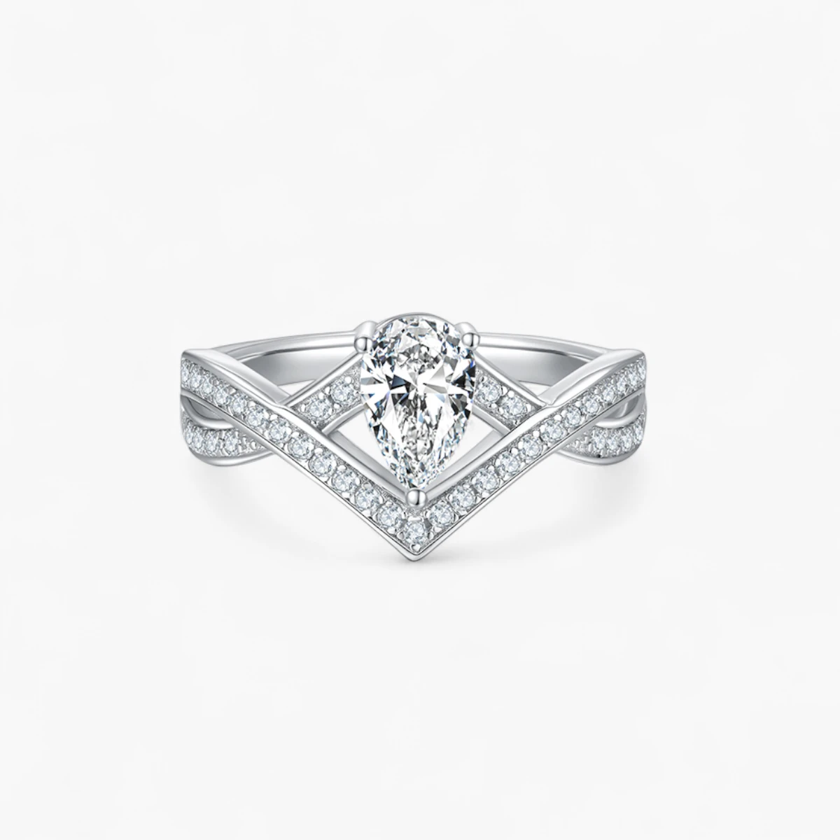 Pear-cut Moissanite Twist Ring
