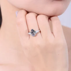 Alternative view of 3ct Pear Moss Agate Ring