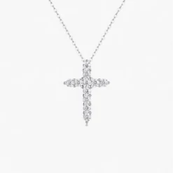Round Moissanite Cross Necklace