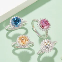 Alternative view of Sunflower Moissanite Silver Engagement Ring