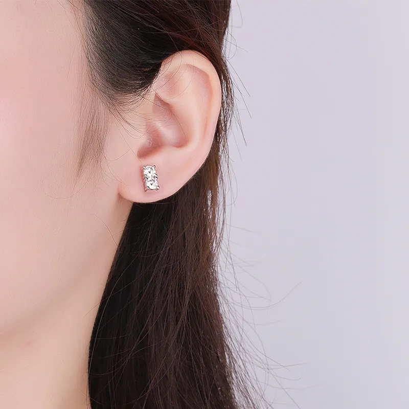 Double Stone Moissanite Studs - Image 2