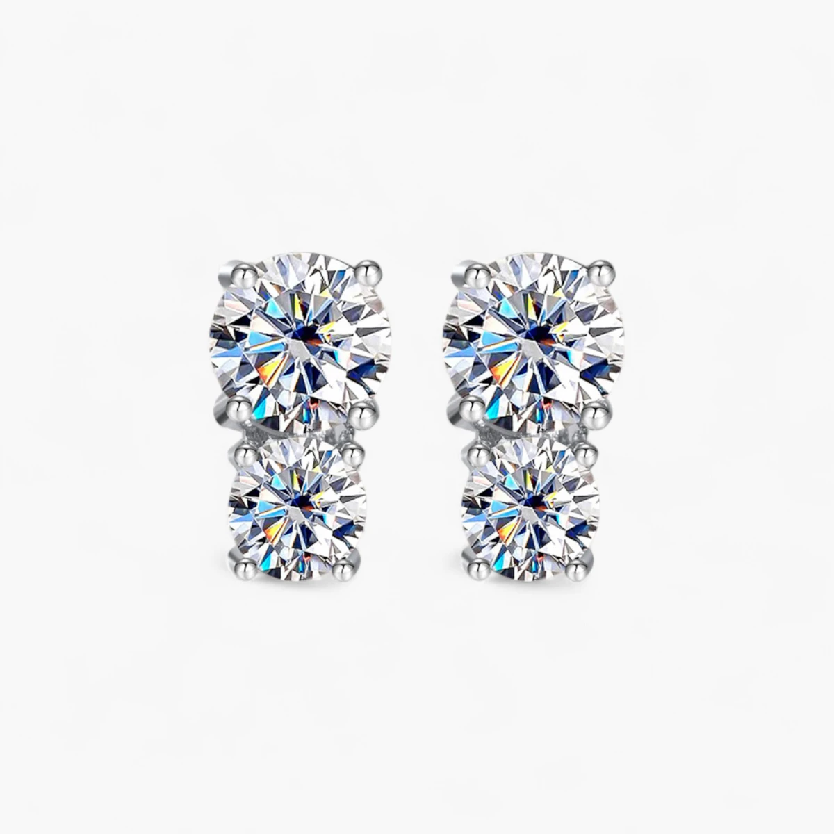 Double Stone Moissanite Studs