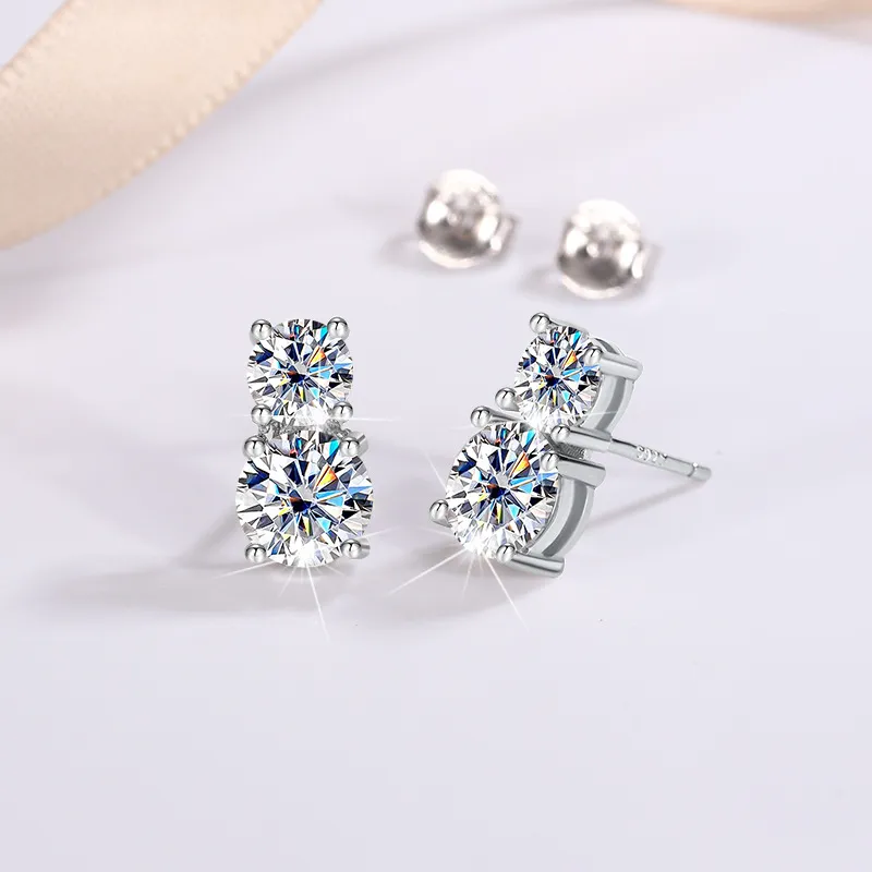 Double Stone Moissanite Studs - Image 3