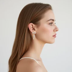 Alternative view of Moissanite Bow Earrings