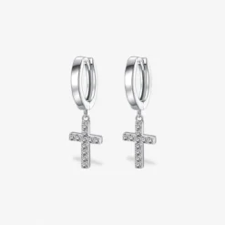 Moissanite Cross Dangle Earrings