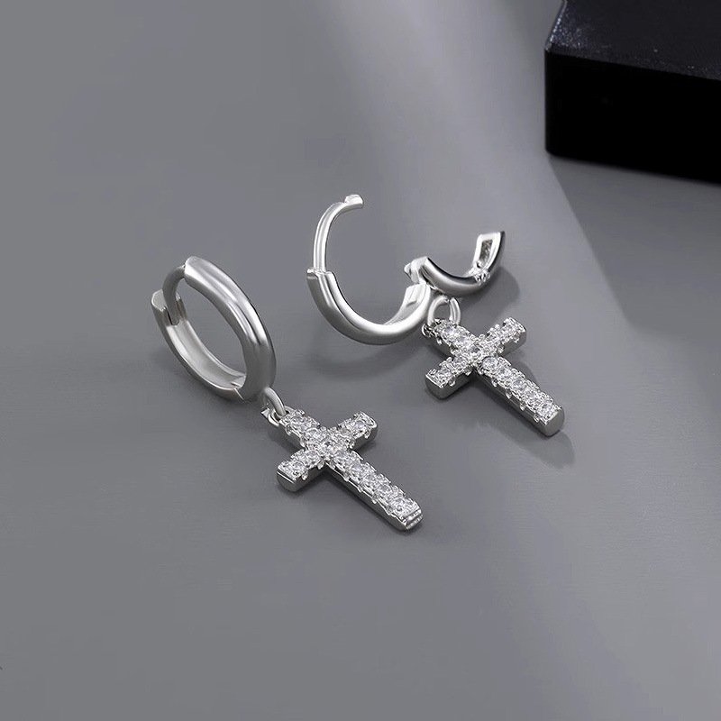 Moissanite Cross Dangle Earrings - Image 4