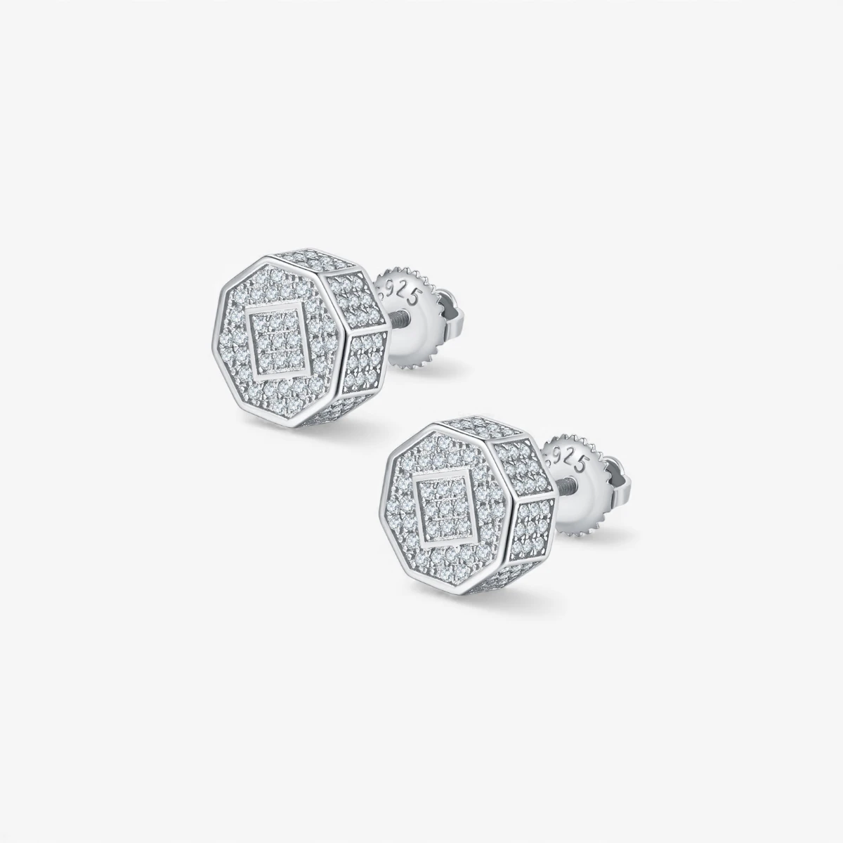 Moissanite Octagon Hip-hop Stud Earrings