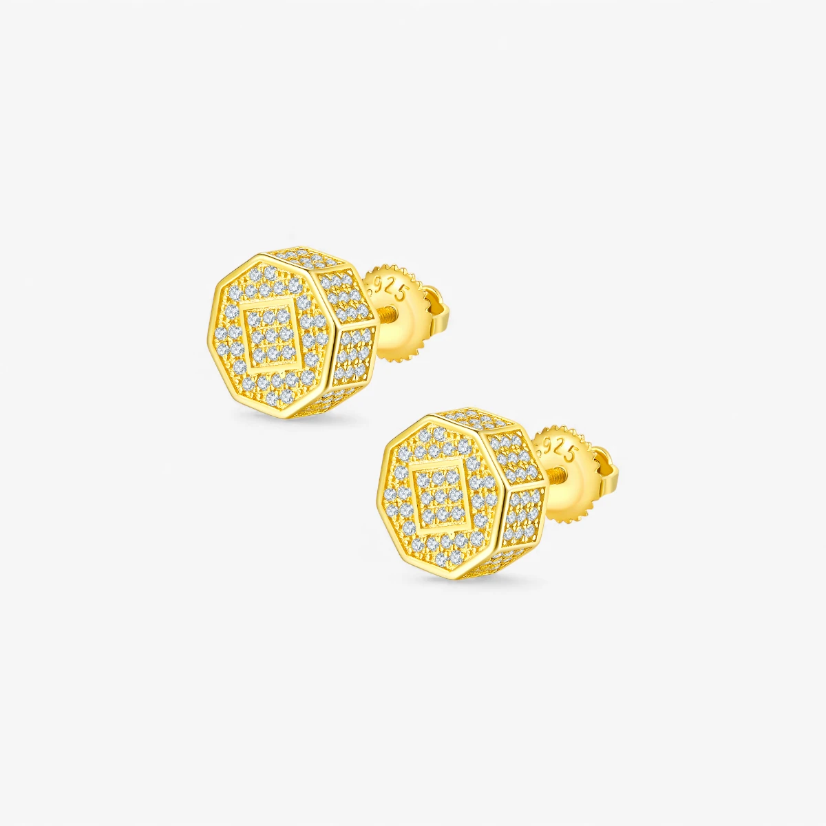 Moissanite Octagon Hip-hop Stud Earrings - Image 5