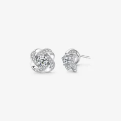 Moissanite Knot of Love Sterling Silver Stud Earrings