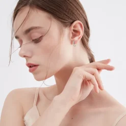 Alternative view of Moissanite Twist Hoops