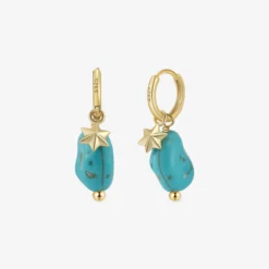 Turquoise Charm Hoops