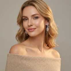 Alternative view of Wheat Spike Moissanite Earrings