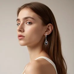 Alternative view of Moissanite Long Dangle Earrings