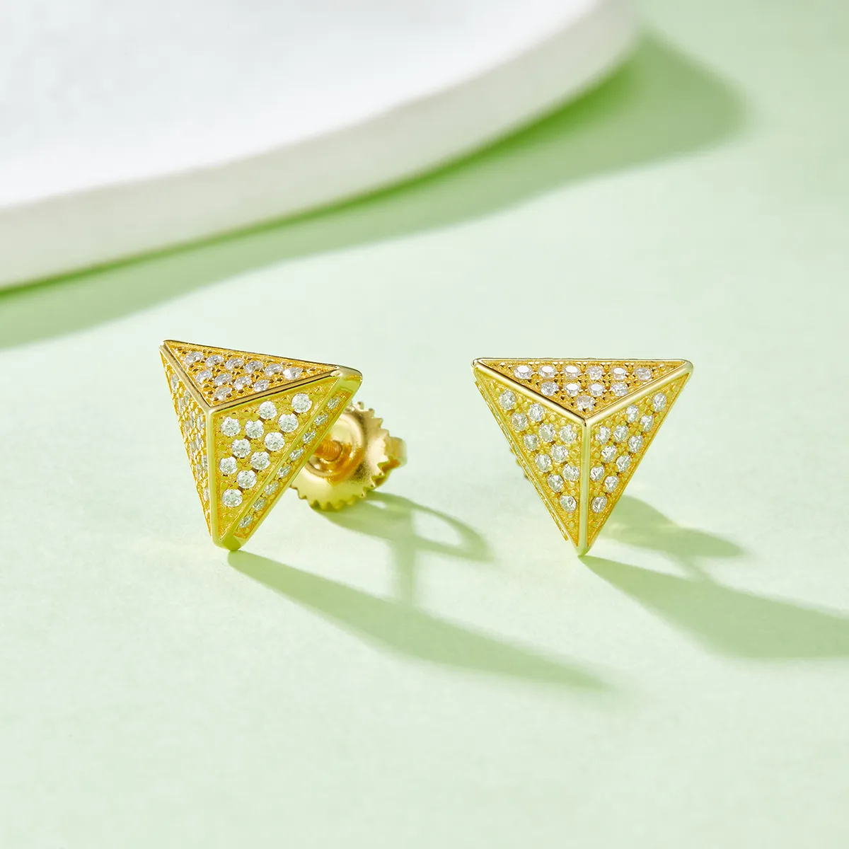 Moissanite Triangle Hip-hop Stud Earrings - Image 3