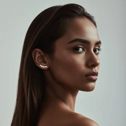 Alternative view of Curved Elegance Moissanite Stud Earrings