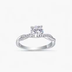 1ct Moissanite Twist Side Stone Ring