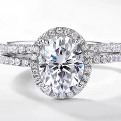 Alternative view of 1.5ct Moissanite Double Shank Halo Ring