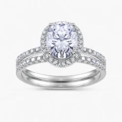 1.5ct Moissanite Double Shank Halo Ring