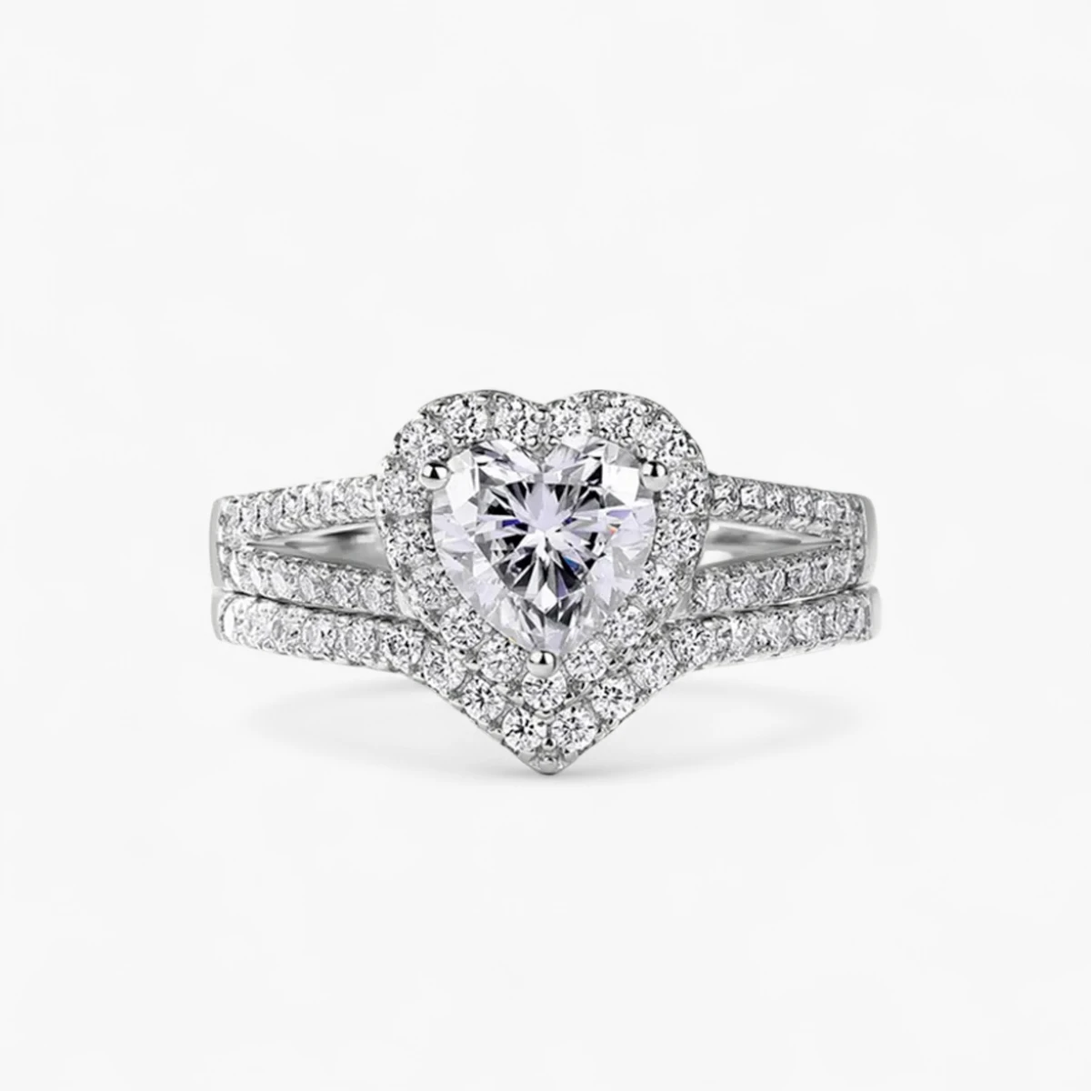 1ct Heart Moissanite Stackable Ring Set