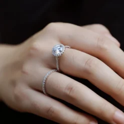 Alternative view of 1.76ct Round Moissanite Halo Stackable Ring