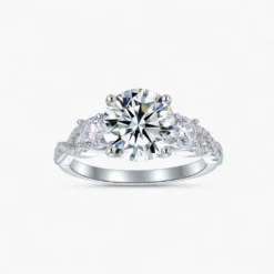 2.5ct Round Moissanite Side Stone Ring