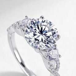 Alternative view of 2.5ct Round Moissanite Side Stone Ring