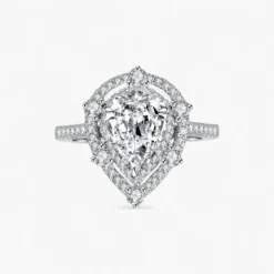 2ct Pear Moissanite Halo Ring