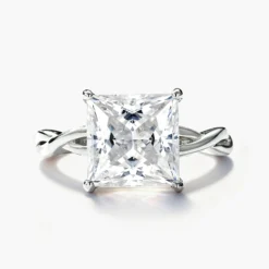 4ct Princess Cut Moissanite Twist Solitaire Ring