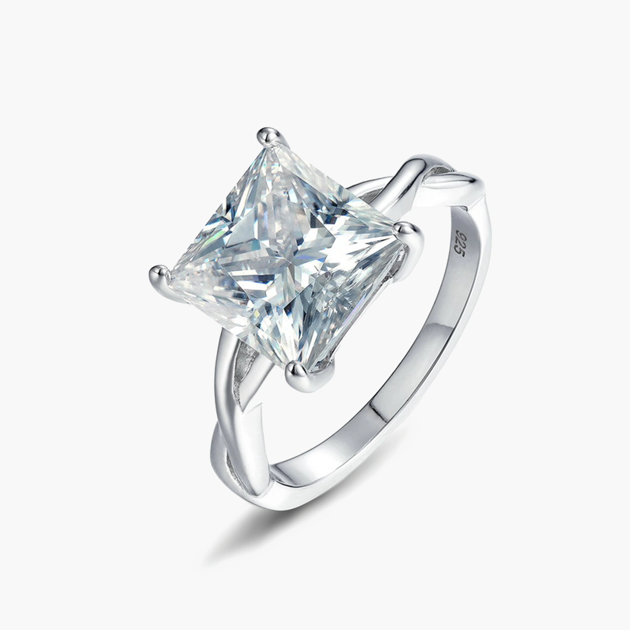 4ct Princess Cut Moissanite Twist Solitaire Ring - Image 4
