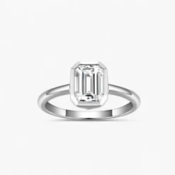 2ct Emerald Cut Bezel Setting Ring