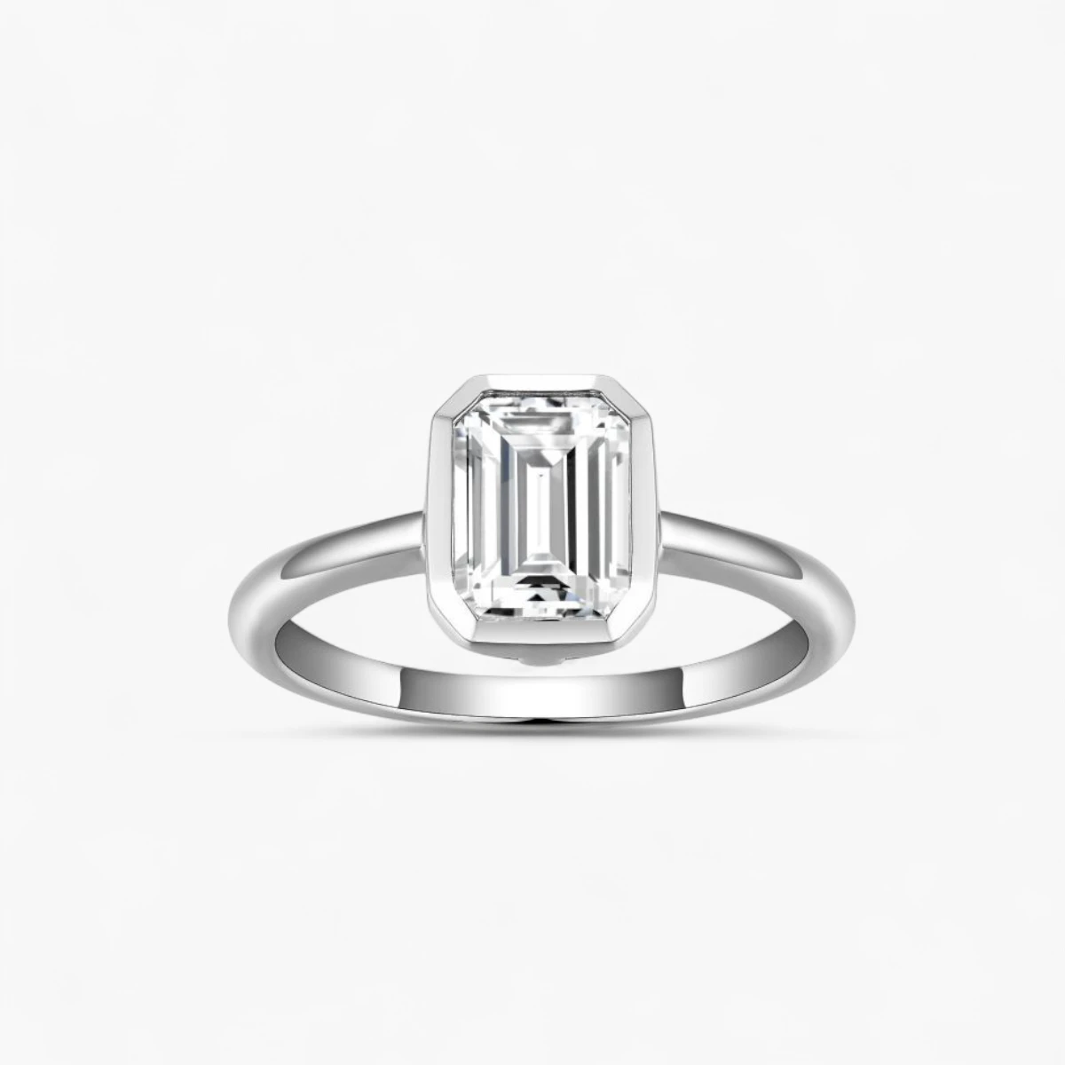 2ct Emerald Cut Bezel Setting Ring