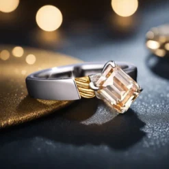 Alternative view of 1ct Emerald Cut Moissanite Open End Solitaire Ring