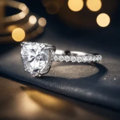 Alternative view of 3.5ct Heart Moissanite Side Stone Ring