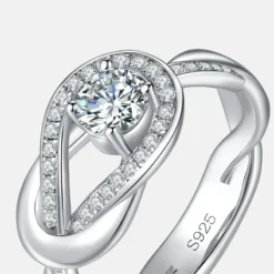 Alternative view of Lock Design Twisted Moissanite Ring