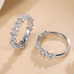 Alternative view of Moissanite Butterfly Half Eternity Ring