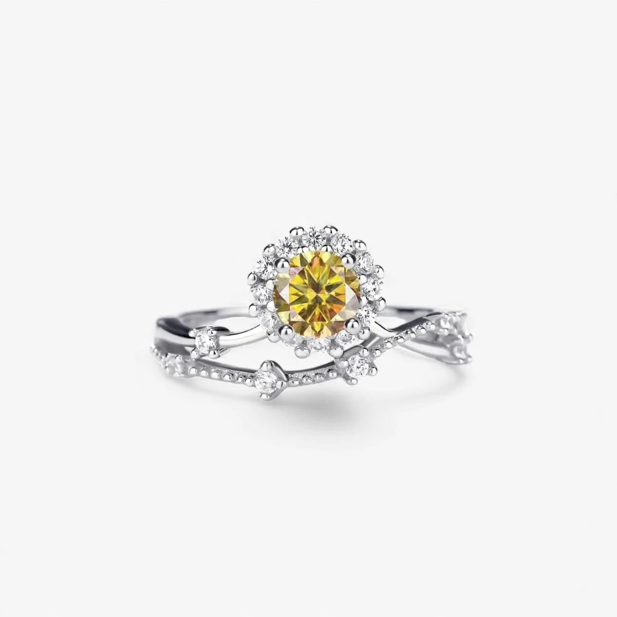 0.5ct|1ct Moissanite Star Track Halo Ring - Image 6