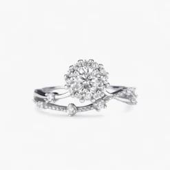 0.5ct|1ct Moissanite Star Track Halo Ring